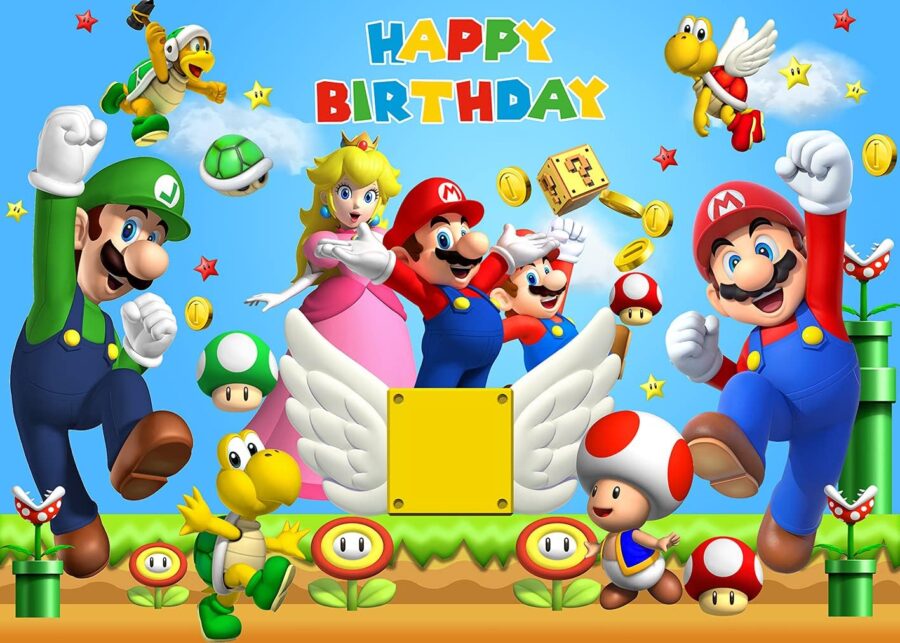 Cialda in ostia per torta rettangolare SUPER MARIO BROS, personalizzata con nome, disco, dolce, torte, cialde, ostie, cake topper, decorazioni, 40