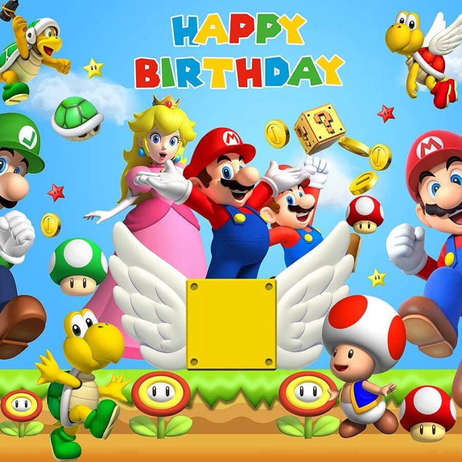 Cialda in ostia per torta rettangolare SUPER MARIO BROS, personalizzata con nome, disco, dolce, torte, cialde, ostie, cake topper, decorazioni, 40
