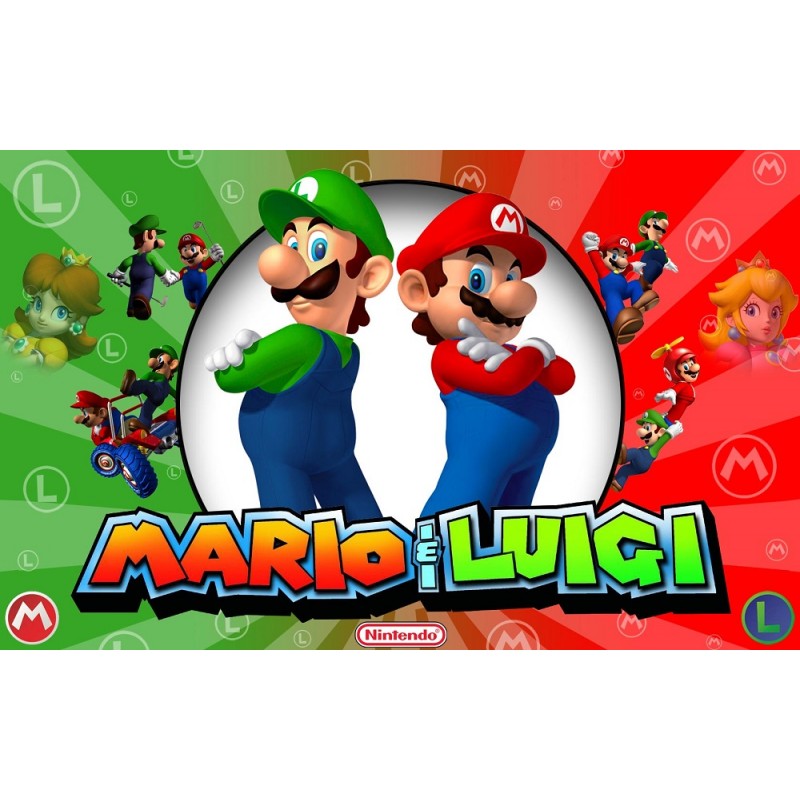 Cialda in ostia per torta con SUPER MARIO CON LUIGI  personalizzata