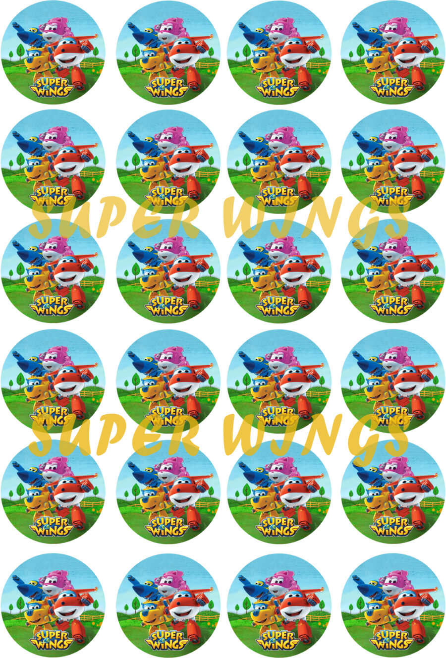 Mini cialde in ostia per cupcakes SUPER WINGS, dischetti, sagome per dolci, cup cake, biscotti