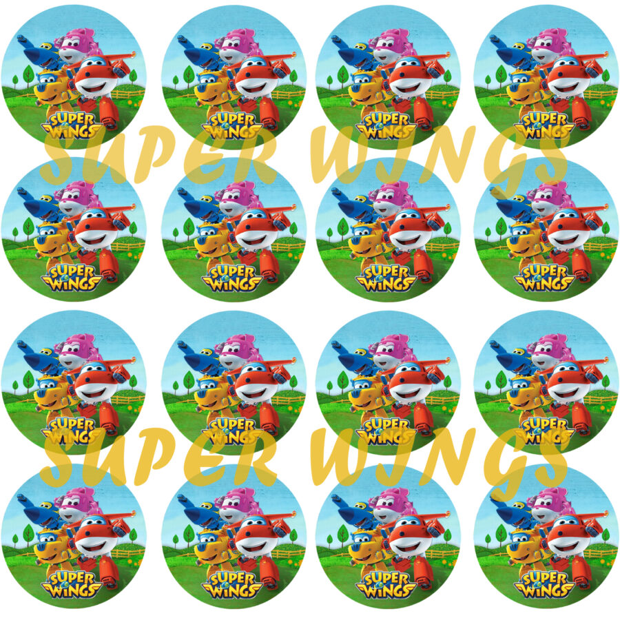 Mini cialde in ostia per cupcakes SUPER WINGS, dischetti, sagome per dolci, cup cake, biscotti
