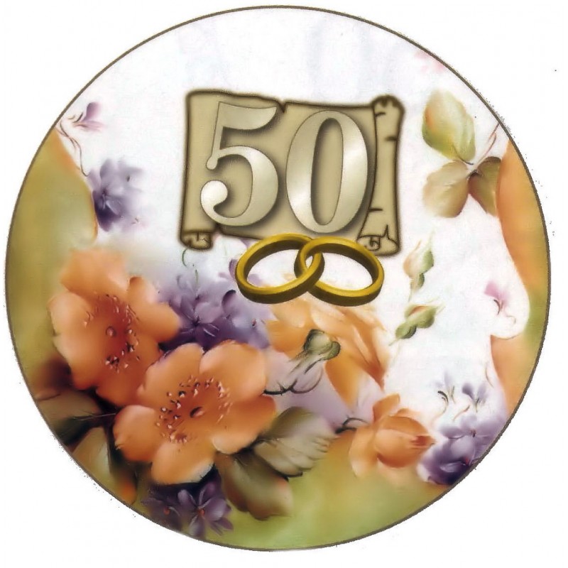 Cialda in ostia per torta con 50 ANNIVERSARIO personalizzata