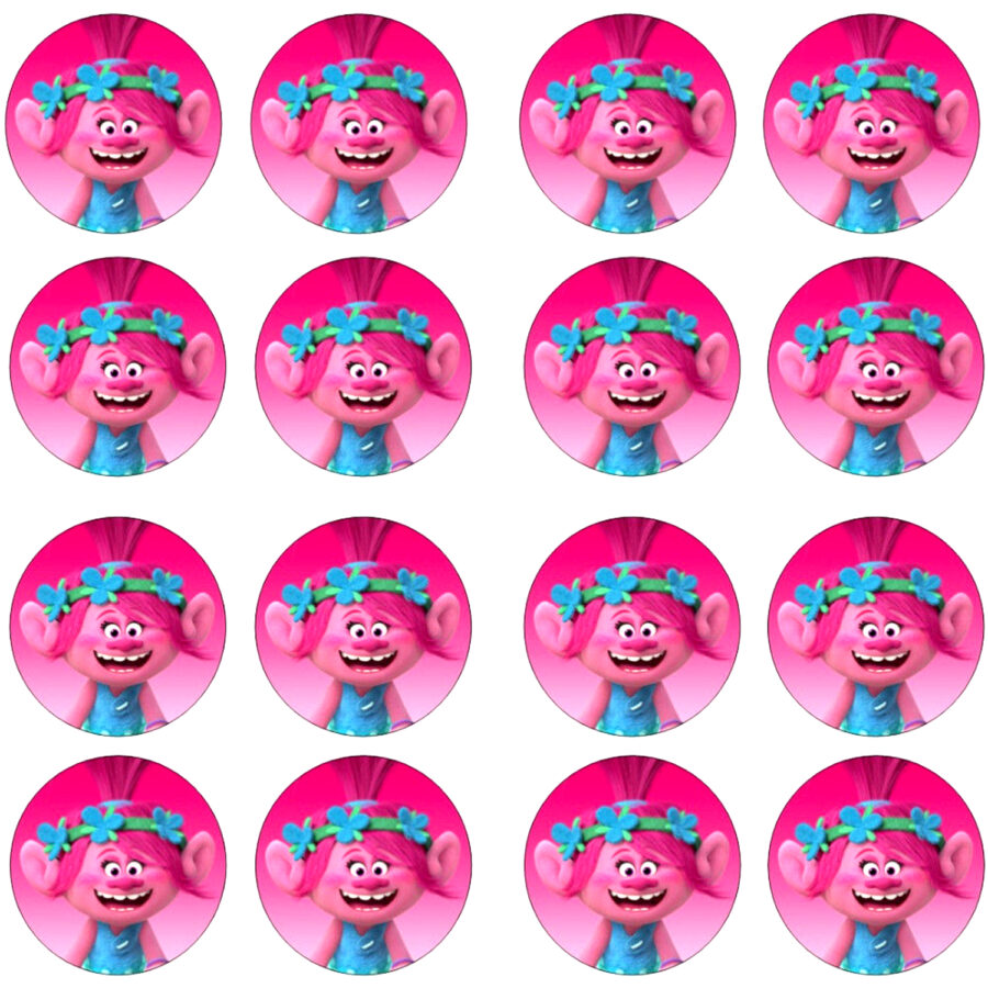 Mini cialde in ostia per cupcakes I TROLLS, dischetti, sagome per dolci, cup cake, biscotti