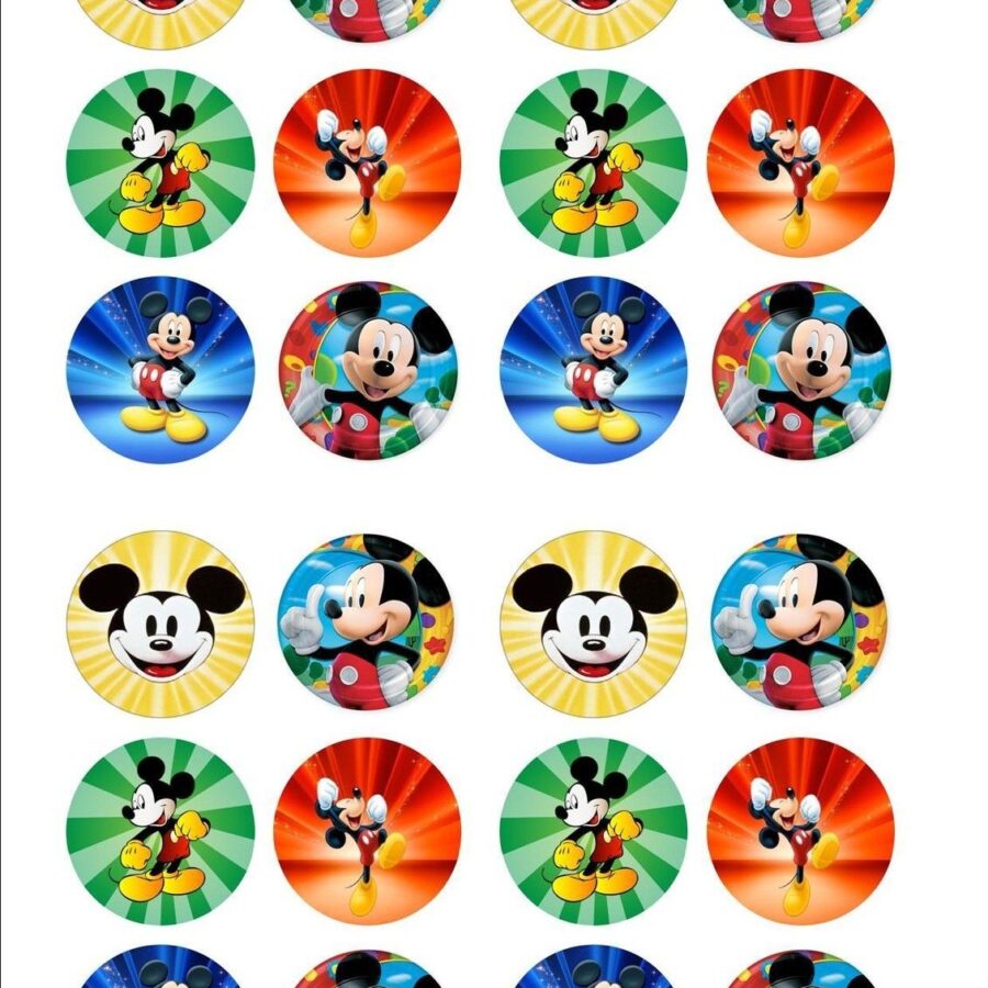 Mini cialde in ostia per cupcakes TOPOLINO MICKEY MOUSE, dischetti, sagome per dolci, cup cake, biscotti