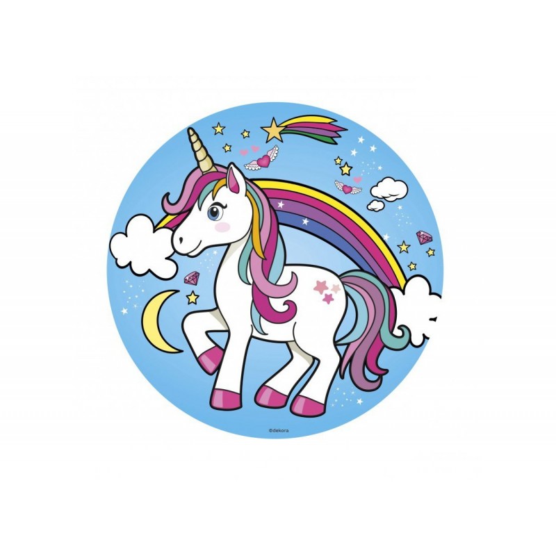 Cialda in ostia per torta con UN UNICORNO personalizzata