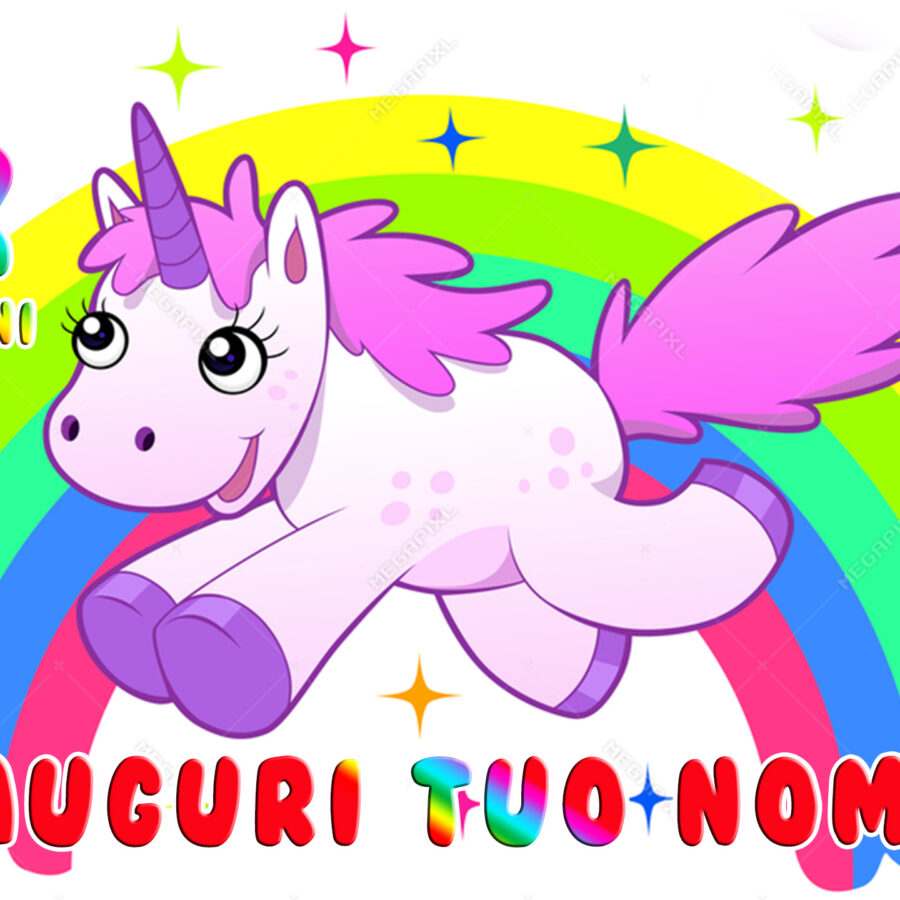 Cialda in ostia per torta UNICORNO ARCOBALENO personalizzabile, cialde, ostie
