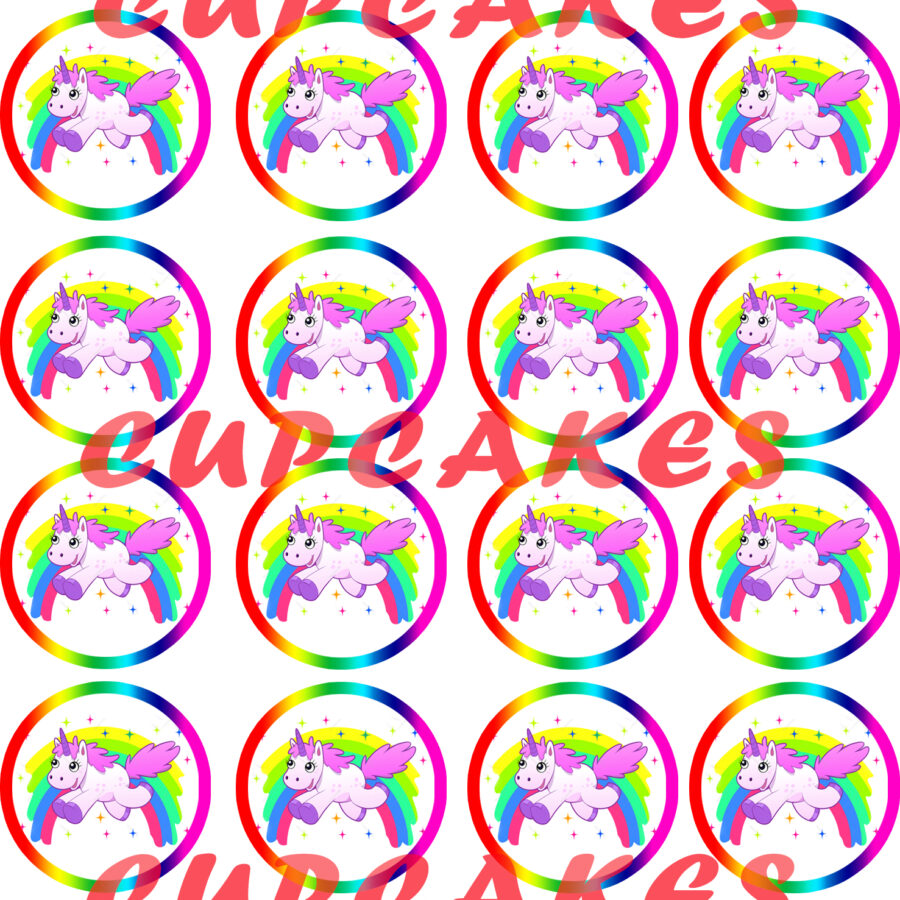 Mini cialde in ostia per cupcakes UNICORNO ARCOBALENO, dischetti, sagome per dolci, cup cake, biscotti