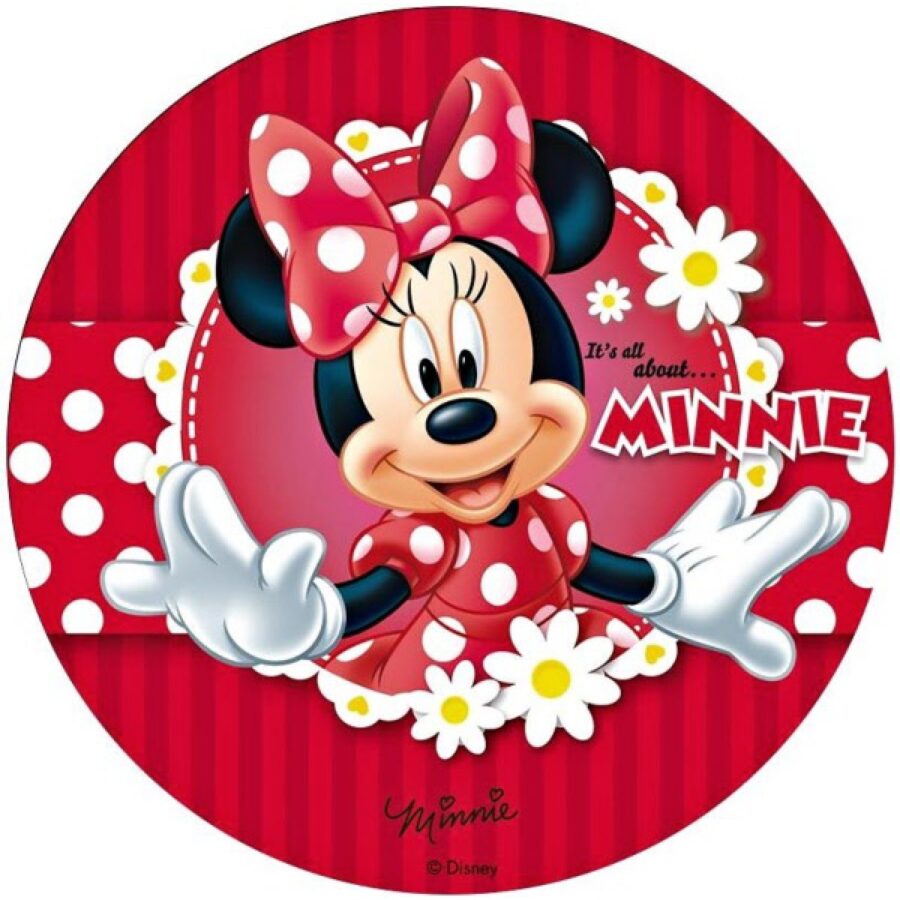 Cialda in ostia per torta TOPOLINA MINNIE DISNEY, personalizzata con nome, disco, dolce, torte, cialde, ostie, cake topper