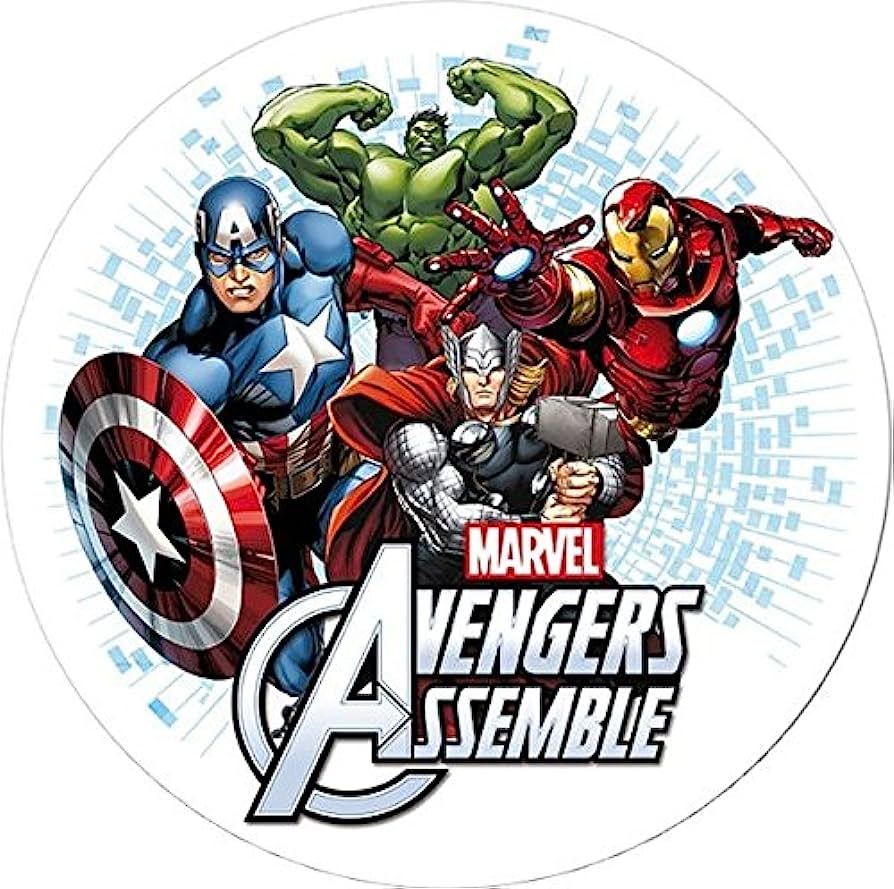 Cialda in ostia per torta THE AVENGERS MARVEL, personalizzata nome, disco, dolce, torte, cialde, ostie